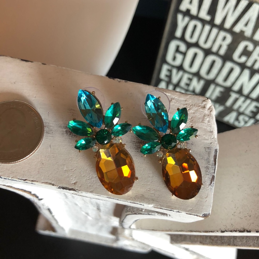 Pineapple Rhinestone Drop Earrings